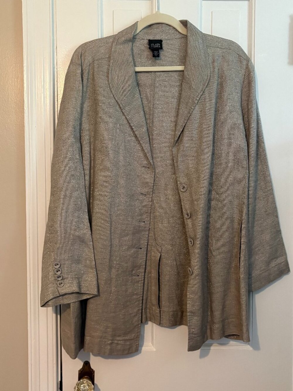 Eileen Fisher Linen Blazer Sparkle Metallic - XL - note small flaw
